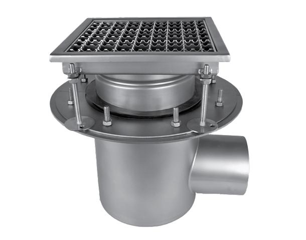 Сливной трап из нержавеющей стали горизонтальный двухкорпусный квадратный W200/110H2 фото 1