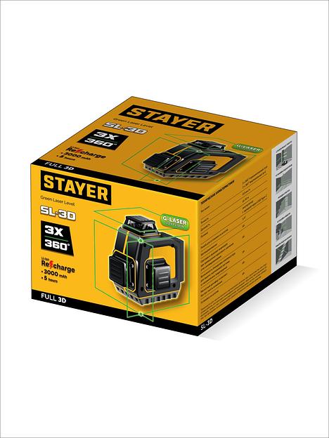 STAYER SL-3D, 50м, точн. +/-0,5 мм/м, зеленый лазерный нивелир (34963) фото 9