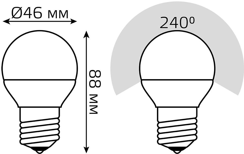 Лампа светодиодная Gauss 105102406 6Вт цок.:G45 шар 175B св.свеч.RGB (упак.:1шт) фото 6