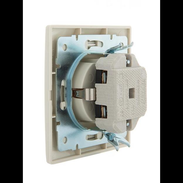 Розетка 1-м СП Mira 16А IP20 с заземл. с защ. крышкой со вставкой керамика крем. LEZARD 701-0303-123 фото 5
