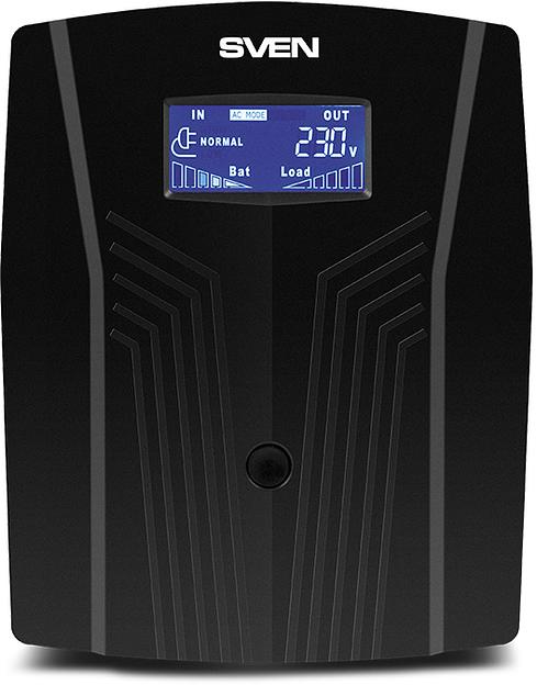 ИБП SVEN Pro 1500 (LCD, USB), линейно-интерактивный, автоматический стабилизатор напряжения, 1500Вт, 900Ва, 3 евророзетки, USB, RJ-45, черный, габариты 140?350?175мм, 10кг. (SV-013875) фото 2