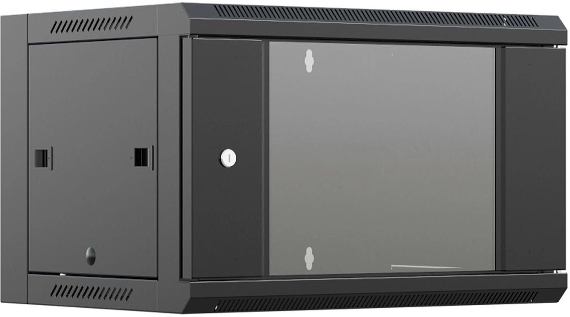 Шкаф коммутационный NTSS (NTSS-W9U6045GS-2BL) настенный 9U 570x450мм пер.дв.стекл 60кг черный 20.1кг 220град. IP20 фото 1
