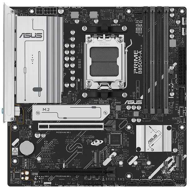 Материнская плата ASUS PRIME B850M-A-CSM AM5 mATX 4xDDR5 2xPCIEx16 3xM.2 2xDP HDMI 2.5GLAN фото 2