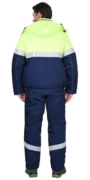 Костюм «Сириус-Навигатор» зимний куртка и полукомбинезон, темно-синий с лимонным ОПТ фото 4