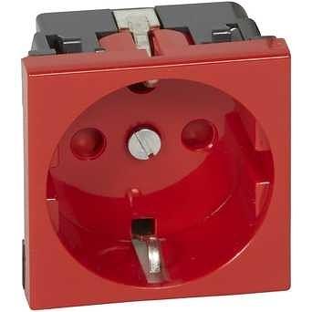 Legrand 077214 Розетка 2К+3 правая, с винтовыми зажимами, с мех. блокировкой - Программа Mosaic - немецкий стандарт - 2 модуля - красная фото 1