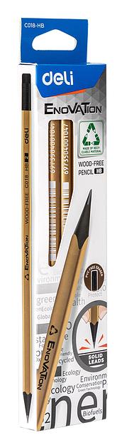 Карандаш чернографит. Deli EC018-HB Enovation HB трехгран. ластик коробка картонная (12шт) фото 8