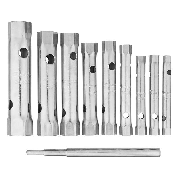 Набор ключей трубчатых торцевых, 6-22 мм, вороток, оцинкованные, 9 шт. фото 1