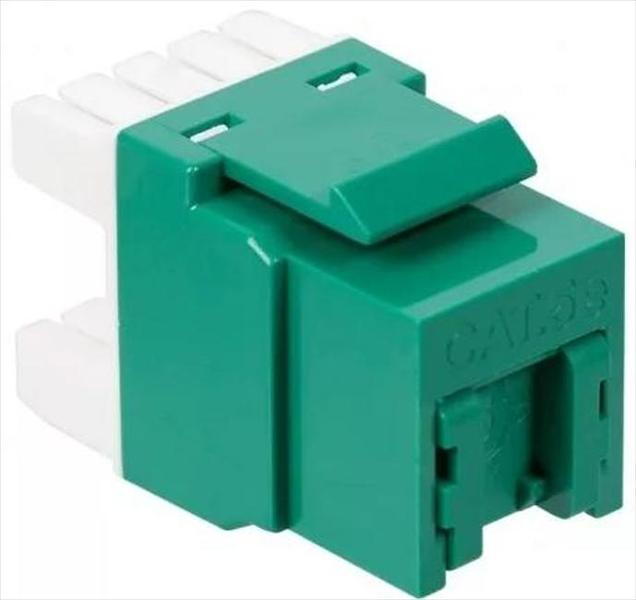 Модуль Keystone, RJ45, кат.5E, UTP, 180 градусов, со встроенной шторкой, зеленый (LAN-OK45U5E/180P-GN) фото 1