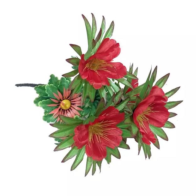 Букет астры с маками 8 голов (4+4) 32см 406-704+606 фото 2