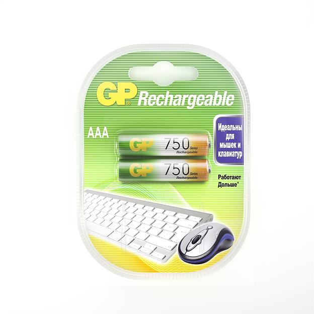 Аккумулятор GP 75AAAHC AAA NiMH 750mAh (2шт) фото 1