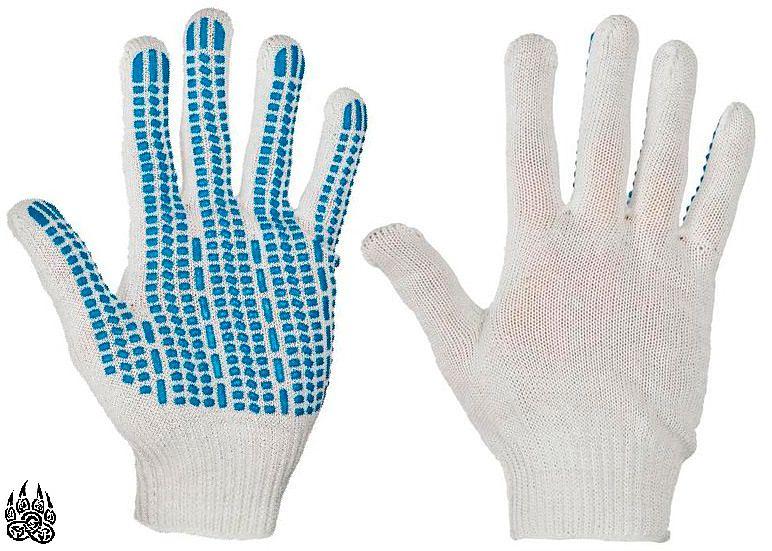Перчатки Х/Б с ПВХ 4 нитей 10 класс 42 гр. белые фото 1