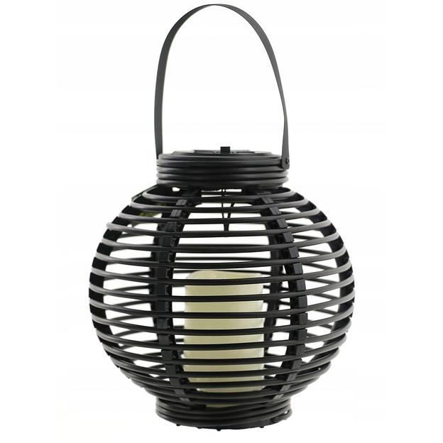 Neon-night 501-143 Декоративный фонарь на солнечной батарее 20х20х22 см, черный плетеный корпус, теплый белый цвет свечения фото 1