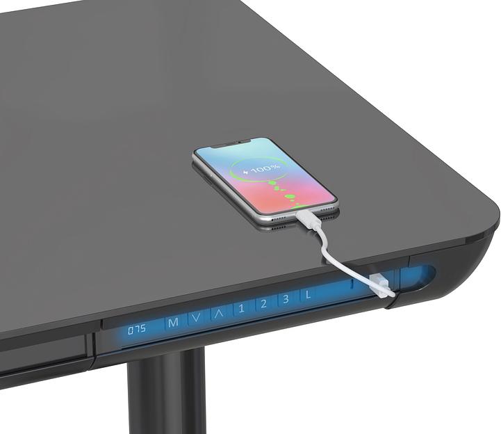 Стол для компьютера Cactus CS-EGD-BK-LED столешница закаленное стекло черный каркас черный фото 4