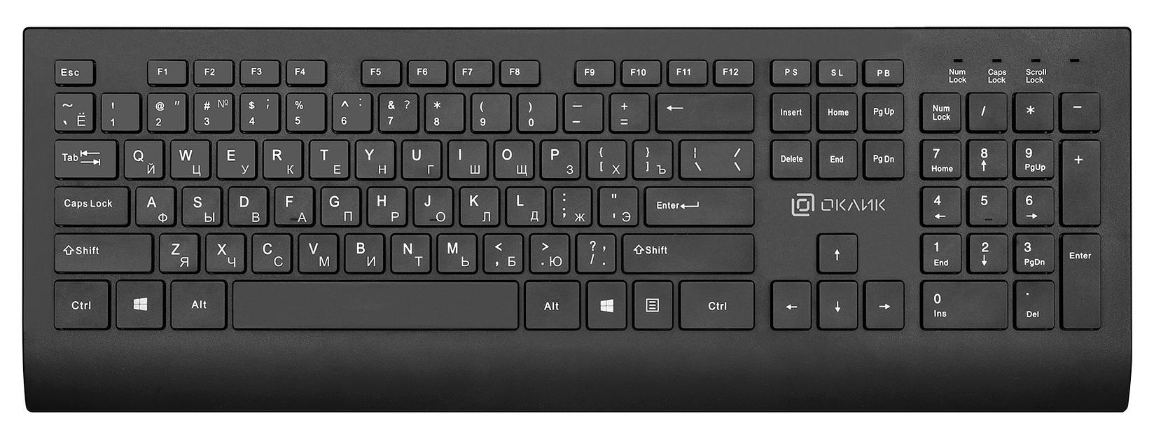 Клавиатура Оклик 155M черный USB slim фото 1