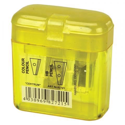 Точилка пластиковая с 2 лезвиями (для цв./простых карандашей), с контейнером, ассорти, Centrum фото 1