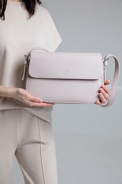 Женская сумка-багет серо-бежевая опт фото 3