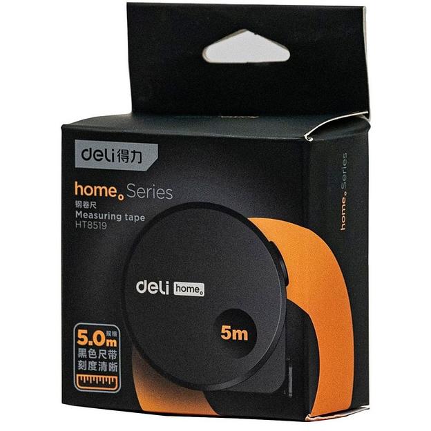 Измерительный и разметочный инструмент Deli Рулетка Home Series Black HT8519 5м х 19мм, эксклюзивный дизайн, корпус - высококачественный софттач пластик фото 4