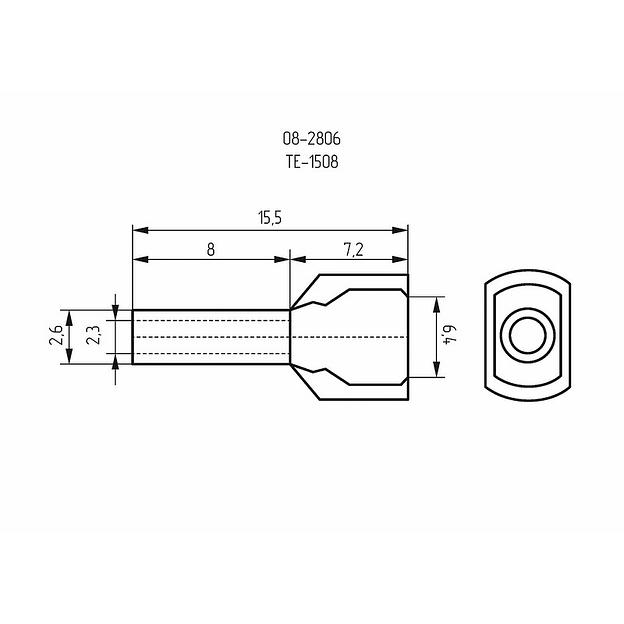 Наконечник штыревой втулочный изолир F-8 мм 2х1.5 кв мм (НШВи(2) 1.5-8хНГи2 1,5-8), REXANT фото 2