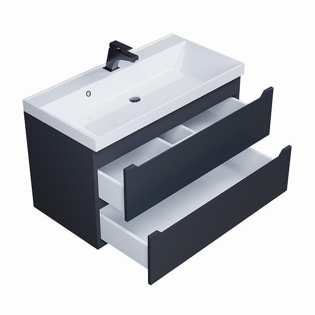 Тумба под раковину для ванной Uperwood Tanos 90 см, подвесная, черная матовая фото 9