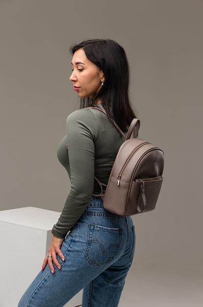 Рюкзак женский кожаный серо-бежевый опт фото 2