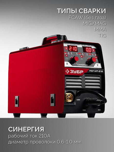 ЗУБР СИНЕРГИЯ, MIG / MAG, FCAW, MMA, TIG, 210 А, полуавтомат сварочный, с газом / без газа, горелка ПСГ-220 (ПСГ-М7-210) фото 5