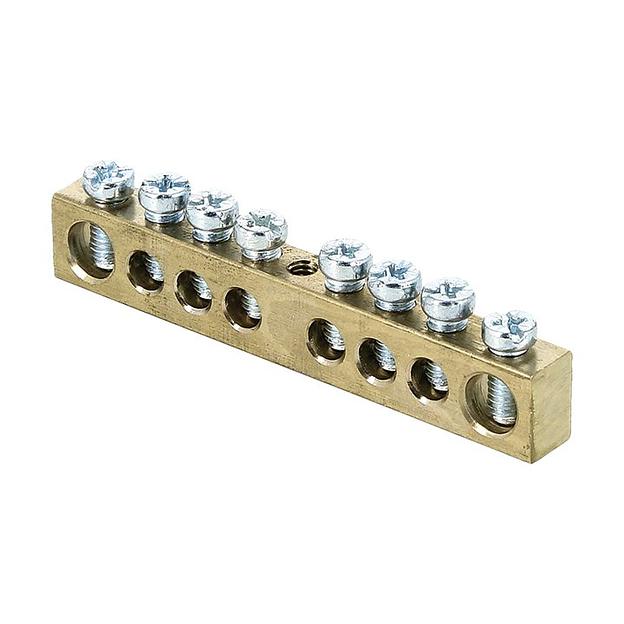 EKF sn0-63-08 Шина PEN "ноль-земля" (6x9 мм) 8 отверстий латунь крепеж по центру EKF PROxima фото 2