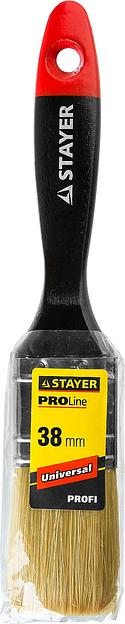 STAYER Universal, 38 мм, 1.5″, светлая, натуральная щетина, деревянная ручка, все виды ЛКМ, плоская кисть, Professional (0104-038) фото 3