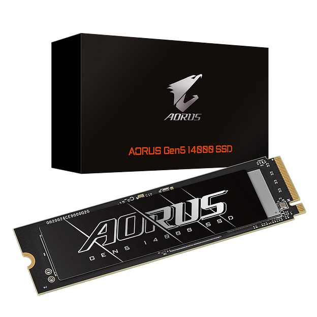 Твердотельный накопитель SSD Gigabyte AORUS Gen5 14000 AG514K1TB, 1Tb M.2 2280 PCI-Express 5.0x4, NVMe 2.0, 3D TLC NAND, Phison PS5026-E26, TBW 700 фото 1