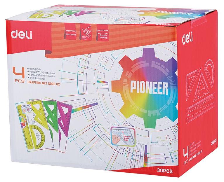 Набор для чертежей Deli EG00602 корпус ассорти в компл.:линейка 15см/прямоуг.2шт фото 2