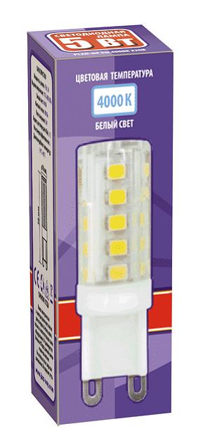 Лампа светодиодная LED 5Вт G9 300Лм белый 220V/50Hz фото 2