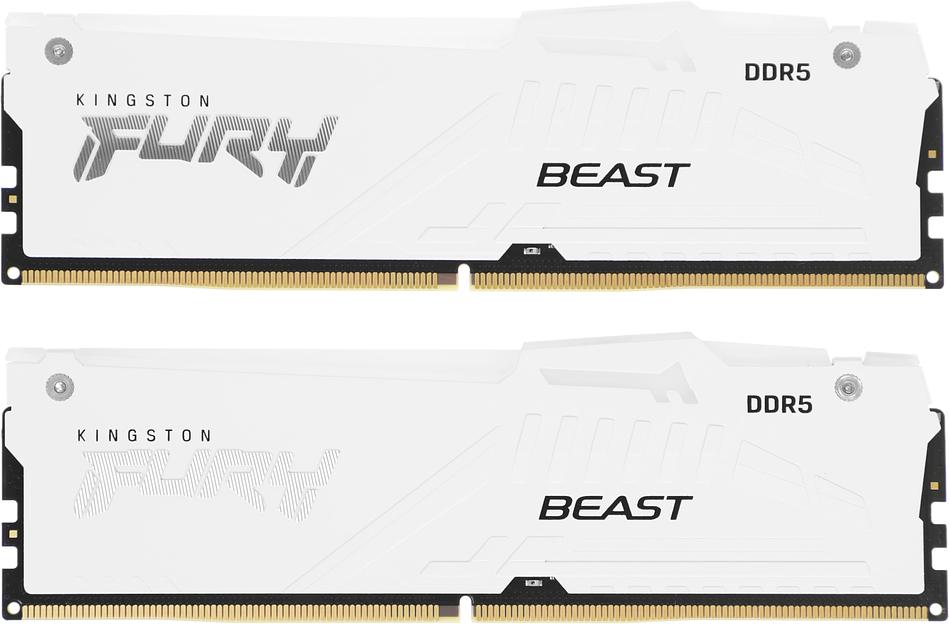 Оперативная память Kingston DDR5 DIMM FURY Beast White RGB 32Gb (kit 2x16Gb), 6400Mhz, [KF564C32BWAK2-32] CL32, с радиатором Kingston фото 1