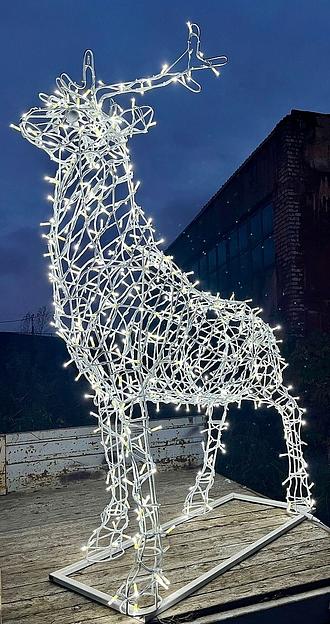 Металлическая световая фигура 3D «Олень» с диодным освещением ОПТ  фото 1