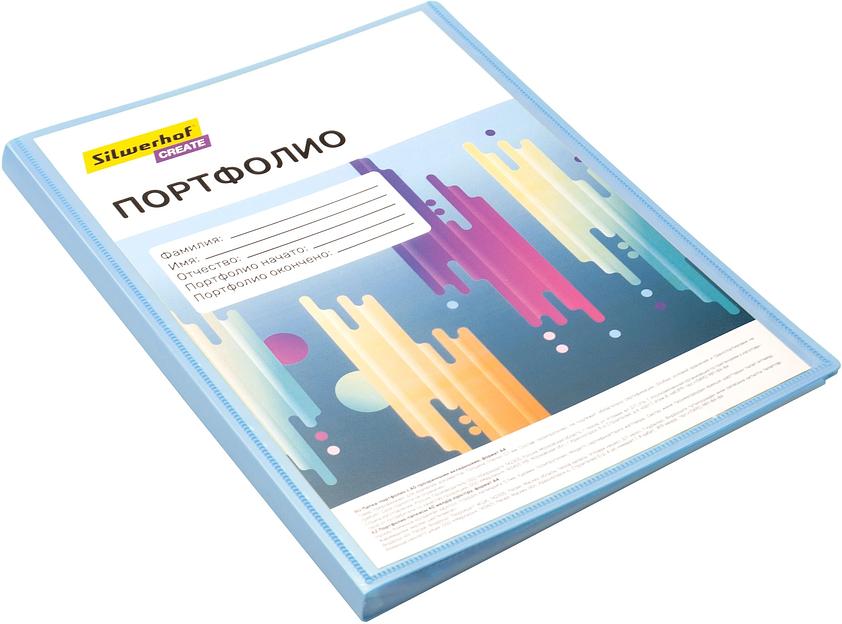 Папка-портфолио с 40 прозр.вклад. Silwerhof Create SCR-P40AZURE A4 пластик 0.7мм карм.на лиц.стор. голубой фото 2