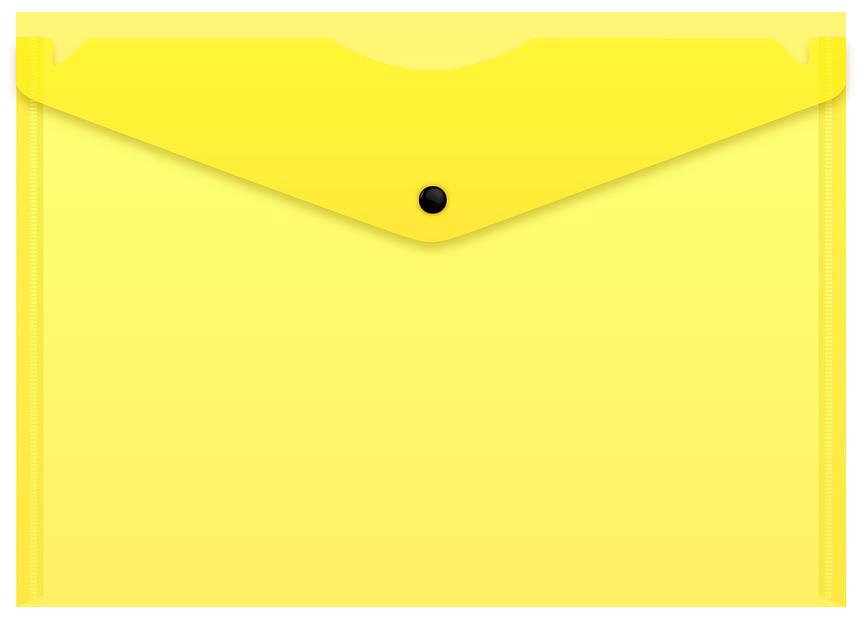 Конверт на кнопке Бюрократ Double Neon DNEPK803A4YEL A4 пластик 0.18мм желтый фото 1