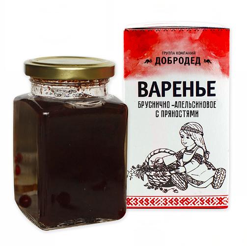 Варенье из Брусники с апельсином и пряностями баночка в сувенирной коробочке с магнитиком 300 г/260 мл опт фото 1