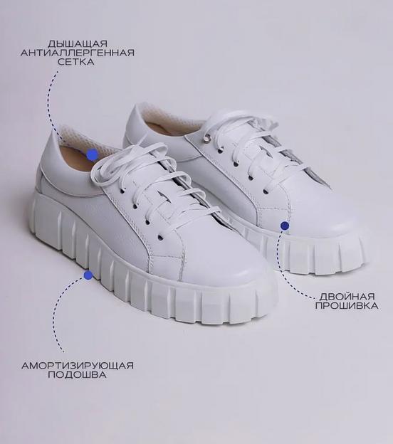 Кеды кожаные BuzShoes белые низкий задник ОПТ фото 1