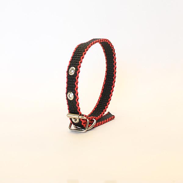 Ошейник капроновый одинарный красно-черный ОПТ фото 4