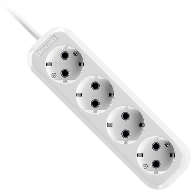 Сетевой удлинитель Defender R340 5м (4 розетки) белый (пакет ПЭ) фото 1