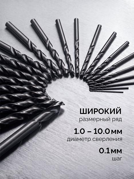 ЗУБР 91 шт, (1-10/0,1 мм), сталь Р4М2, класс В, пласт.бокс, набор сверл по металлу (29605-H91) фото 5