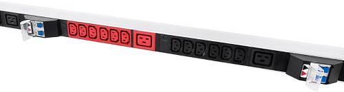 Верт блок розеток Rem-3x32, 3 фазы 32A, 6 авт, инд, 36 C13, 1420 мм, вх IEC 309, шнур 3 м (R-3x32-36C13-A-I-1420-3-3PN) фото 1