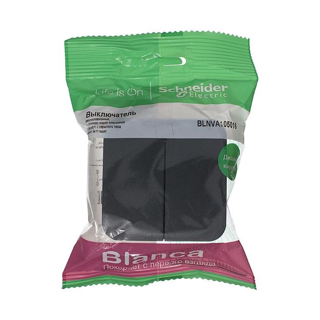 Systeme electric BLNVA105016 BLANCA О/У 2-клавишный ВЫКЛЮЧАТЕЛЬ ( c х.5) ИЗОЛ.ПЛ., 10А, 250B, АНТРАЦИТ фото 2