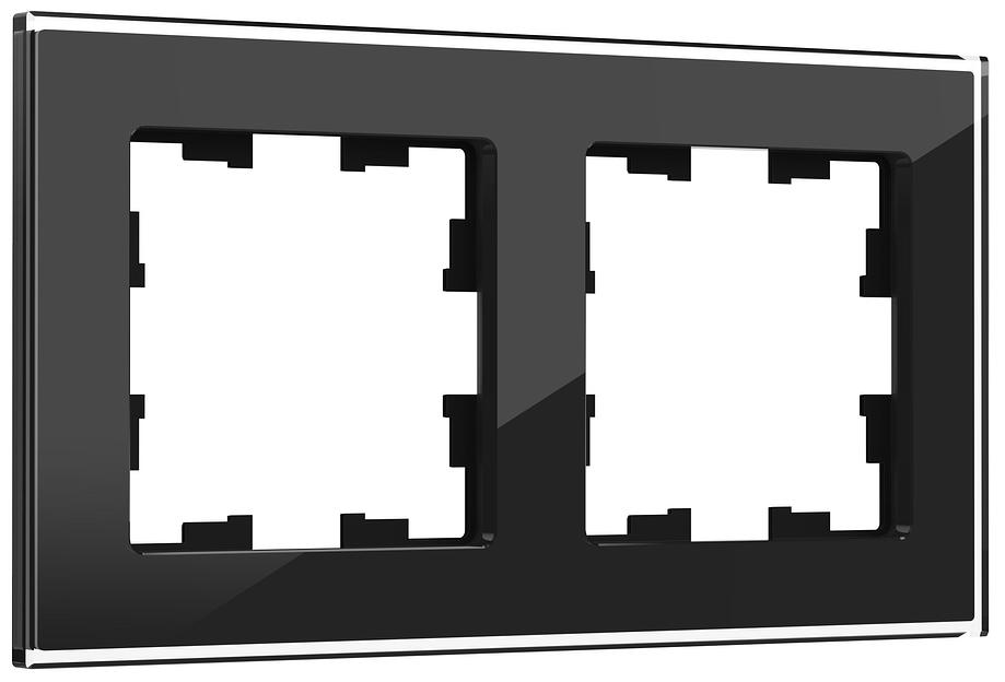 BRITE Рамка 2 поста РУ-2-2-БрЧ стекло черный фото 1