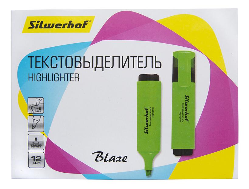Текстовыделитель Silwerhof Blaze 108036-03 скошенный пиш. наконечник 1-5мм зеленый картон фото 2