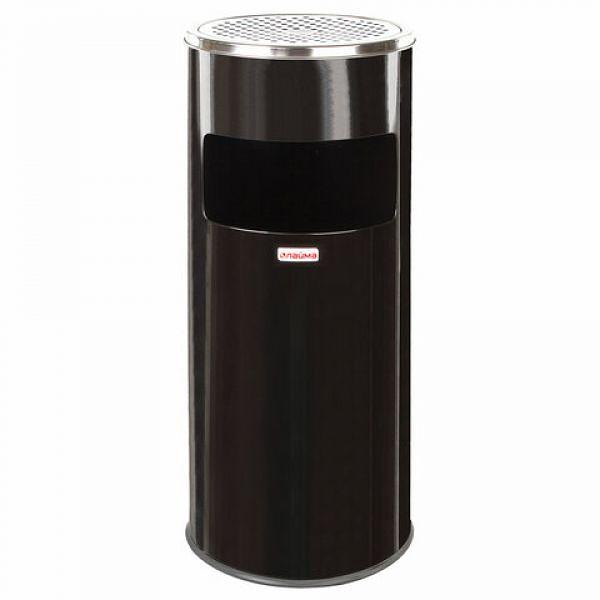 Урна с пепельницей 27 литров, 600х250 мм, нержавеющая сталь, черная, ЛАЙМА "Профессионал" (606300) фото 1