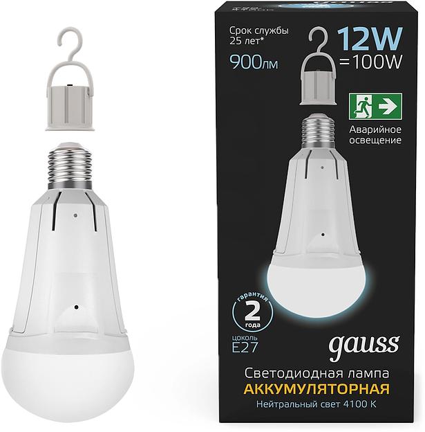 Лампа светодиодная Gauss 102002212 12Вт цок.:E27 груша 220B св.свеч.бел.нейт. (упак.:10шт) фото 1