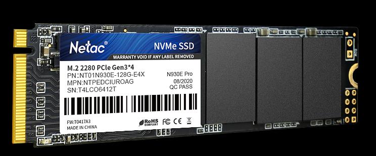 Ssd накопитель Netac SSD N930E Pro PCIe 3 x4 M.2 2280 NVMe 3D NAND 128GB, R/W up to 970/650MB/s, 3y wty (NT01N930E-128G-E4X) фото 3