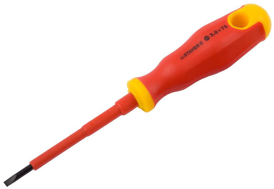 STAYER Electro, SL3 х 75 мм, диэлектрическая отвертка, Professional (25141-03-07) фото 1