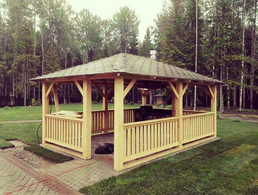 Беседка «Скандинавия» без пола 3×5 м с казан-мангалом и вытяжкой фото 1
