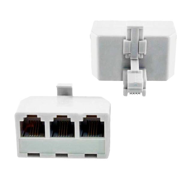 GCR Телефонный разветвитель RJ-11 6p4c, штекер на 3 гнезда, M/3xAF, белый, GA-RJ11-T-3 Greenconnect GA-RJ11-T-3 фото 1