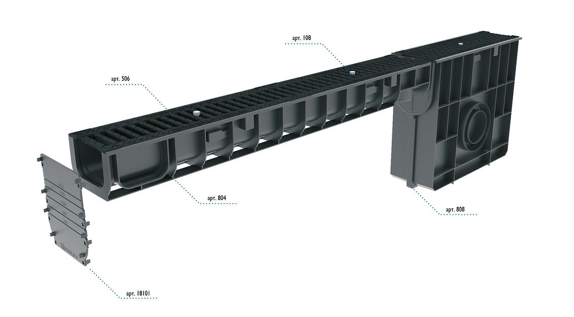 Лоток водоотводный пластиковый Gidrolica Standart ЛВ-10.14,5.10 фото 3